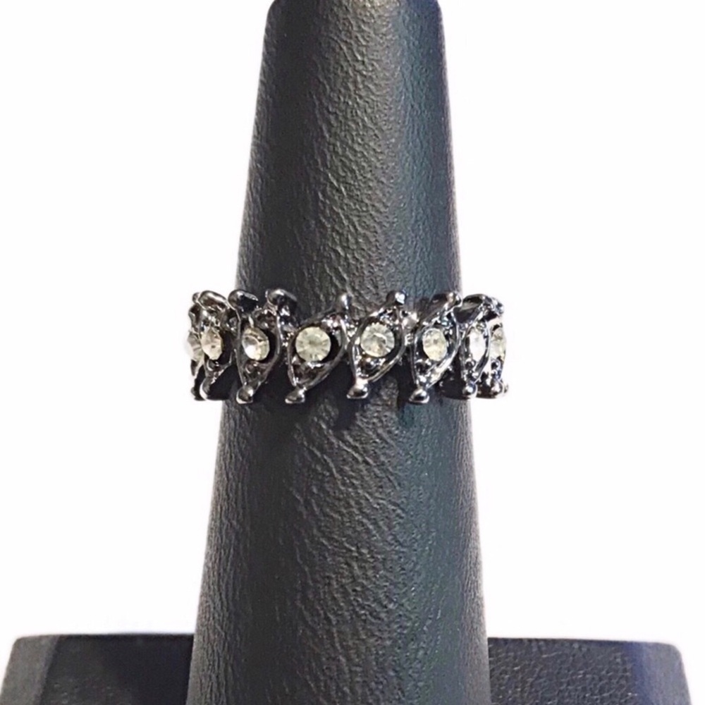 Gunmetal & Crystal Eternity Ring - Picture 2 of 3